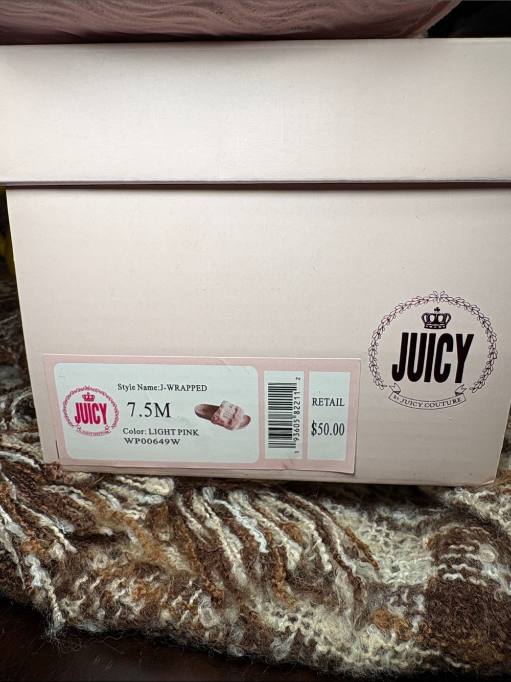 Juicy Couture Faux Fur Slide Sandals in Pink & Black - Picture 4 of 5